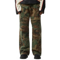 Camouflage pants with moto panel detailing
