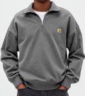Men's Quarter Zip Sweatshirt – Oversized Fit with Stand Collar