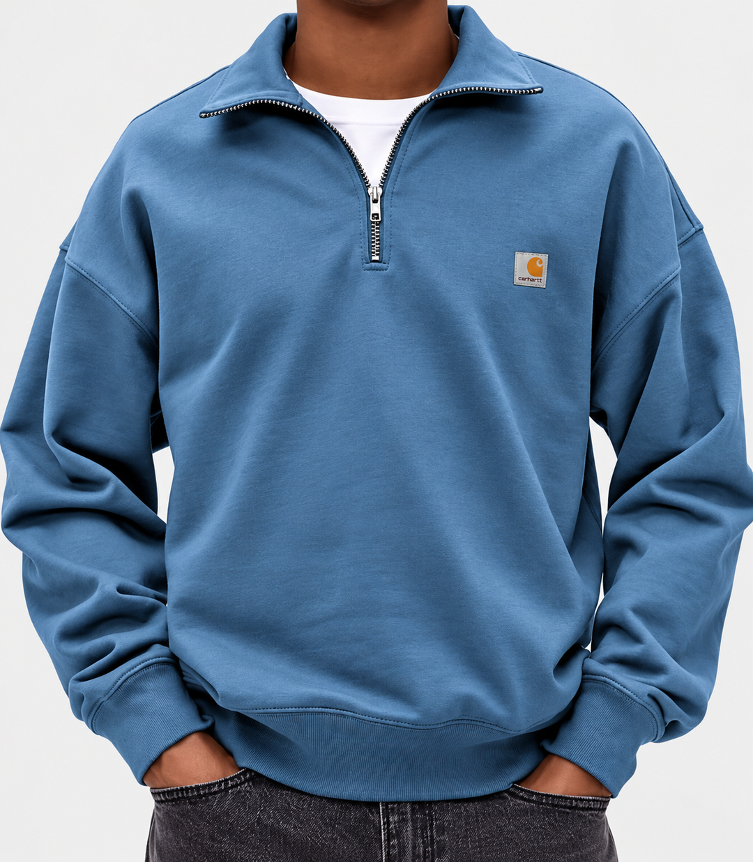 Men's Quarter Zip Sweatshirt – Oversized Fit with Stand Collar