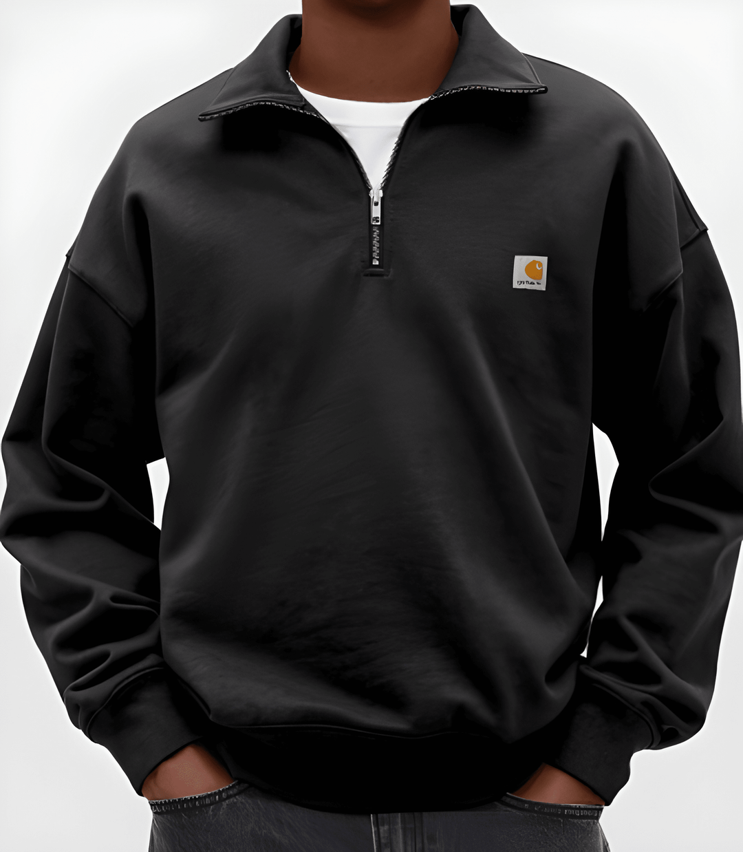 Men's Quarter Zip Sweatshirt – Oversized Fit with Stand Collar