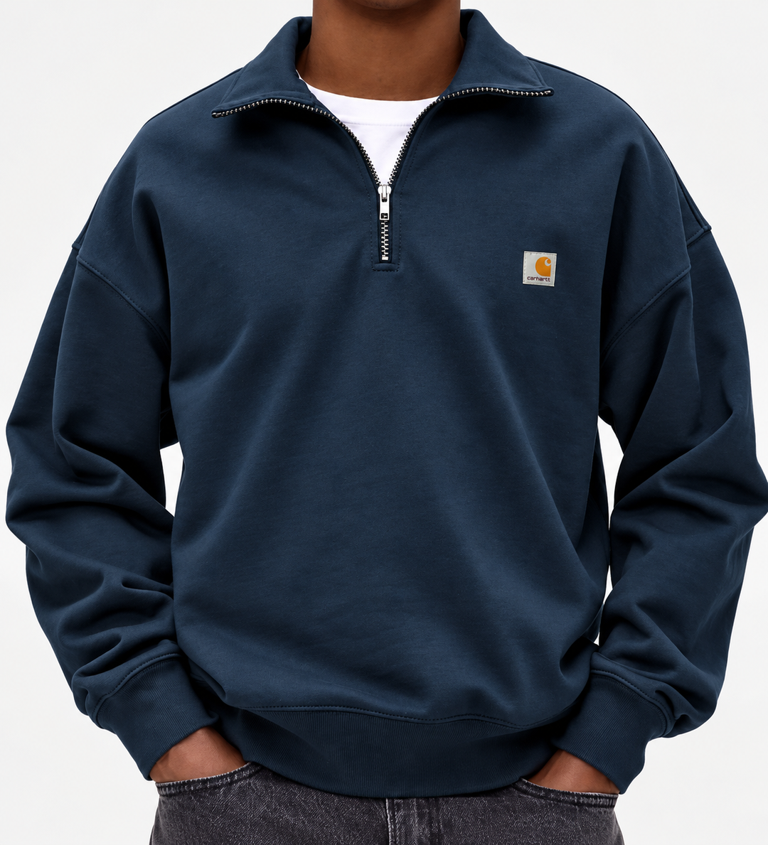 Men's Quarter Zip Sweatshirt – Oversized Fit with Stand Collar