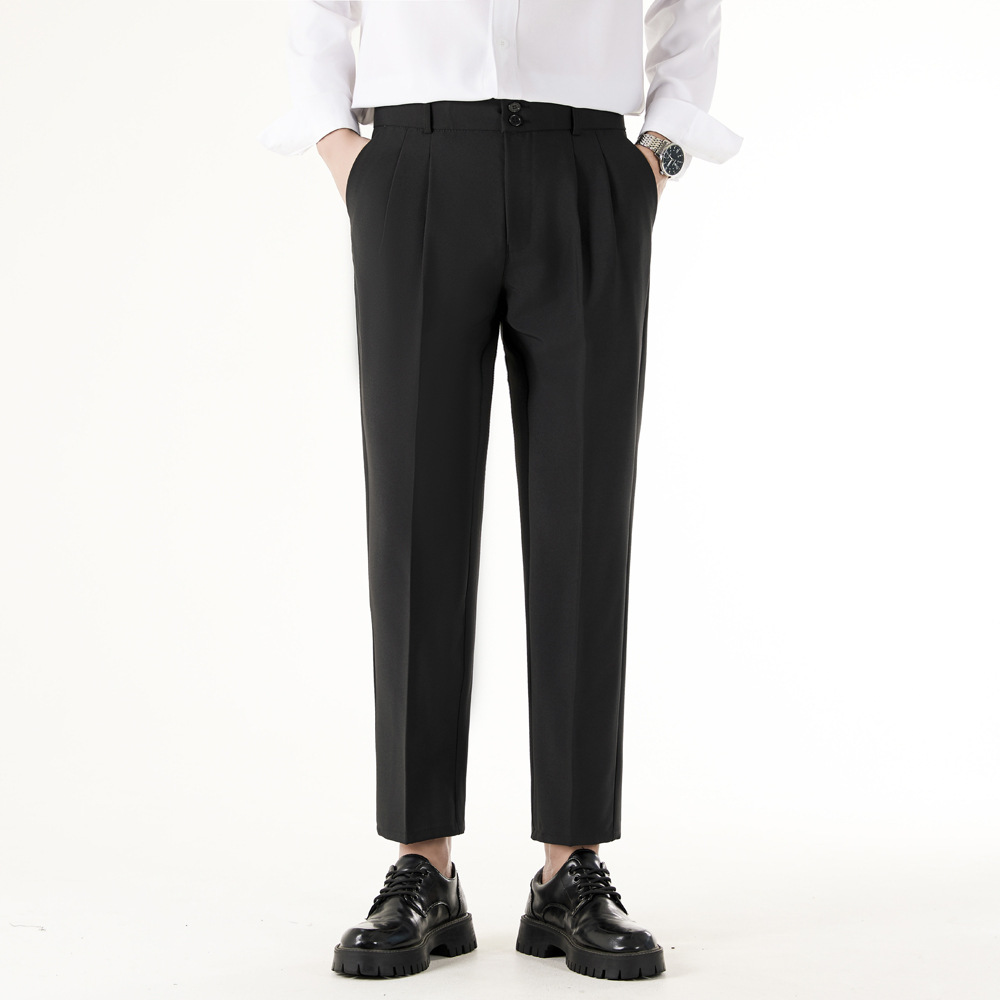 Men's straight fit casual pants - black