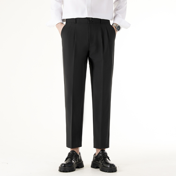 Men's straight fit casual pants - black