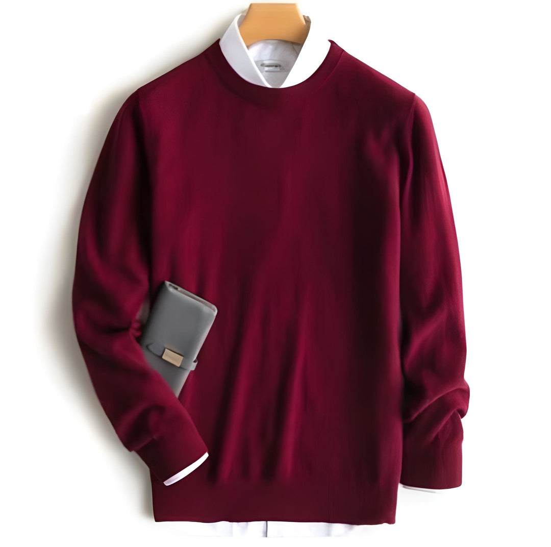 Men's cashmere crew neck knit sweater - red