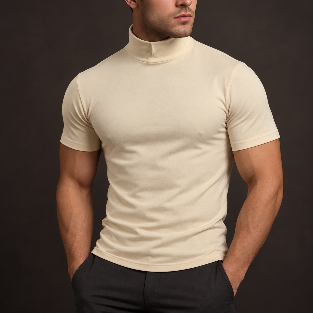 Men's Slim Fit T-Shirt - Ribbed Collar Casual