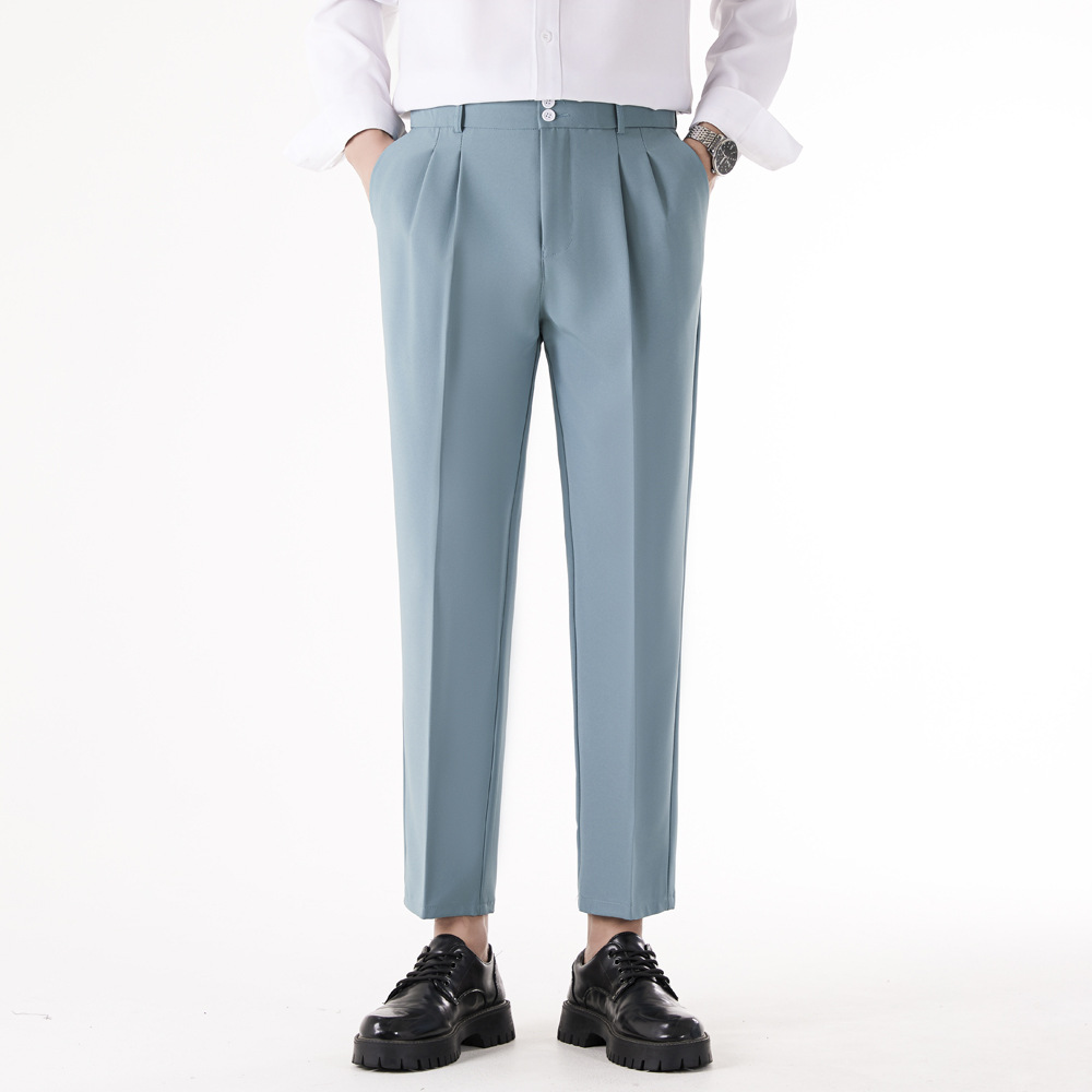 Men's straight fit casual pants - blue