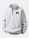 Men's American Flag Quarter Zip Sweatshirt – Relaxed Fit Stand Collar