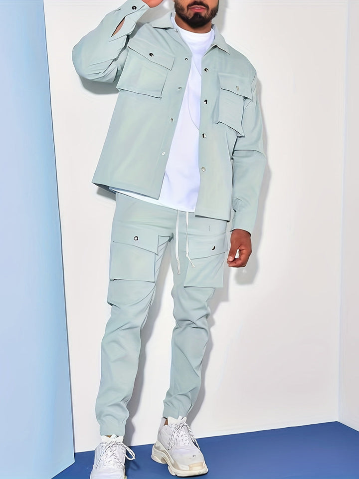 Men's Blazer & Sport Pants Set - Modern Relaxed Fit - Green
