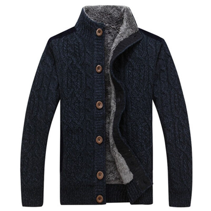Men's Cable Knit Vest with Plush Lining - Warm Casual Layer - Black