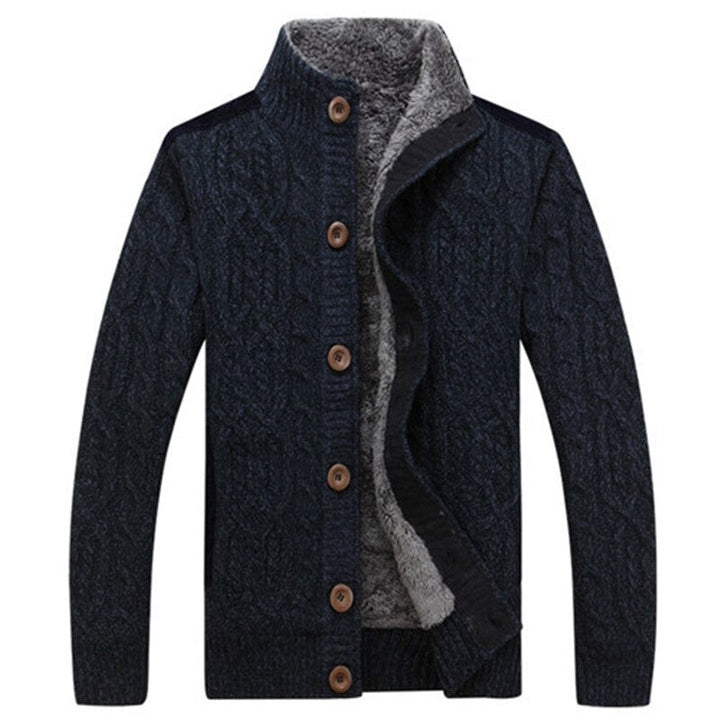 Men's Cable Knit Vest with Plush Lining - Warm Casual Layer - Black