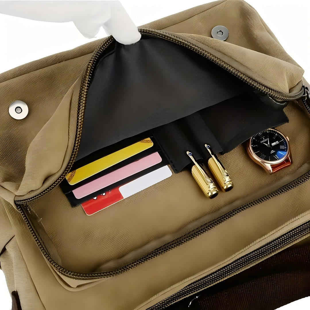 Men's Canvas Shoulder Bag - Durable Commuter Crossbody with Multiple P