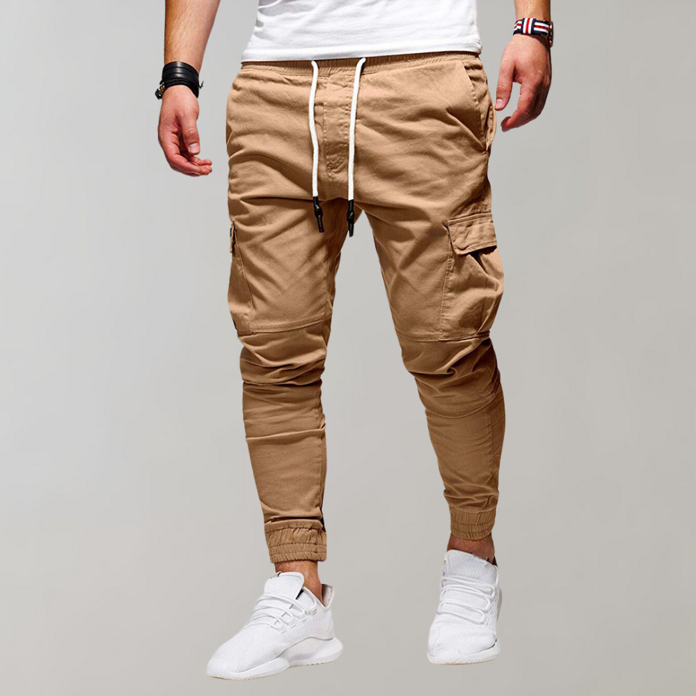 Men's Cargo Pants - Elastic Waist Comfort Work Trousers