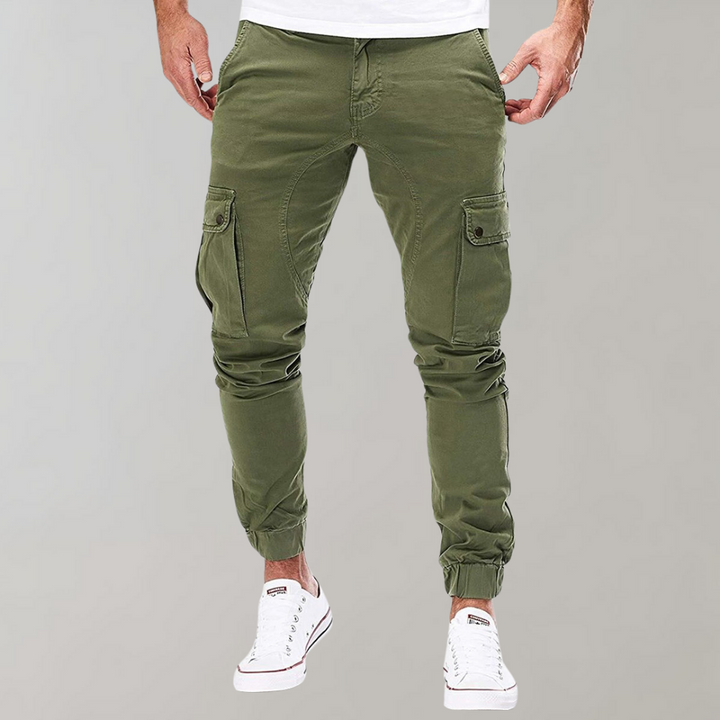 Men's Cargo Pants - Elastic Waist Comfort Work Trousers - Green