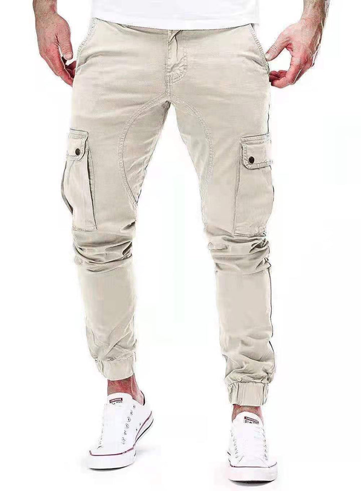 Men's Cargo Pants - Elastic Waist Comfort Work Trousers - White