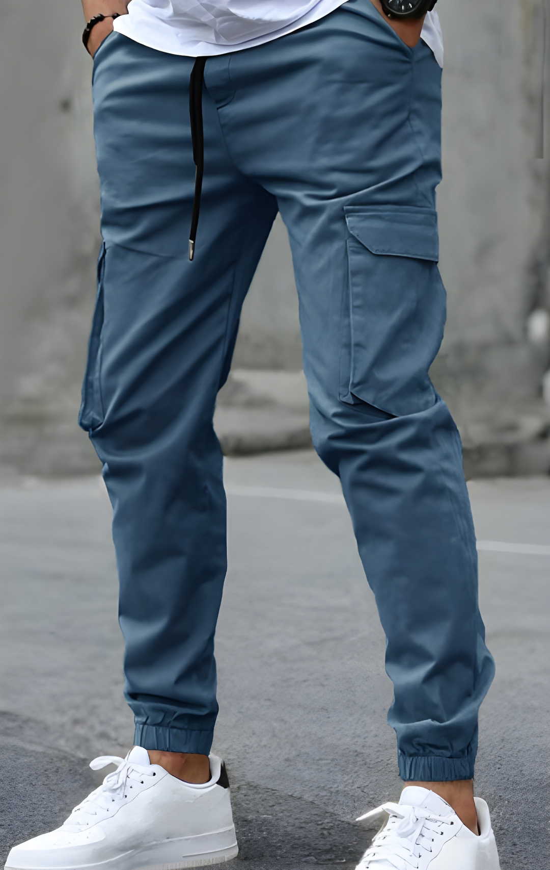 Men's Cargo Pants - Regular Fit Casual Work Trousers - Blue