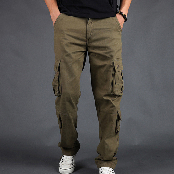 Men's Cargo Pants - Straight Fit Utility Work Trousers - Green
