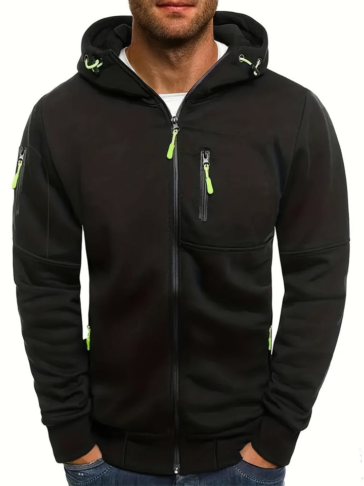 Men's Casual Hoodie with Warmth and Versatile Style - Black