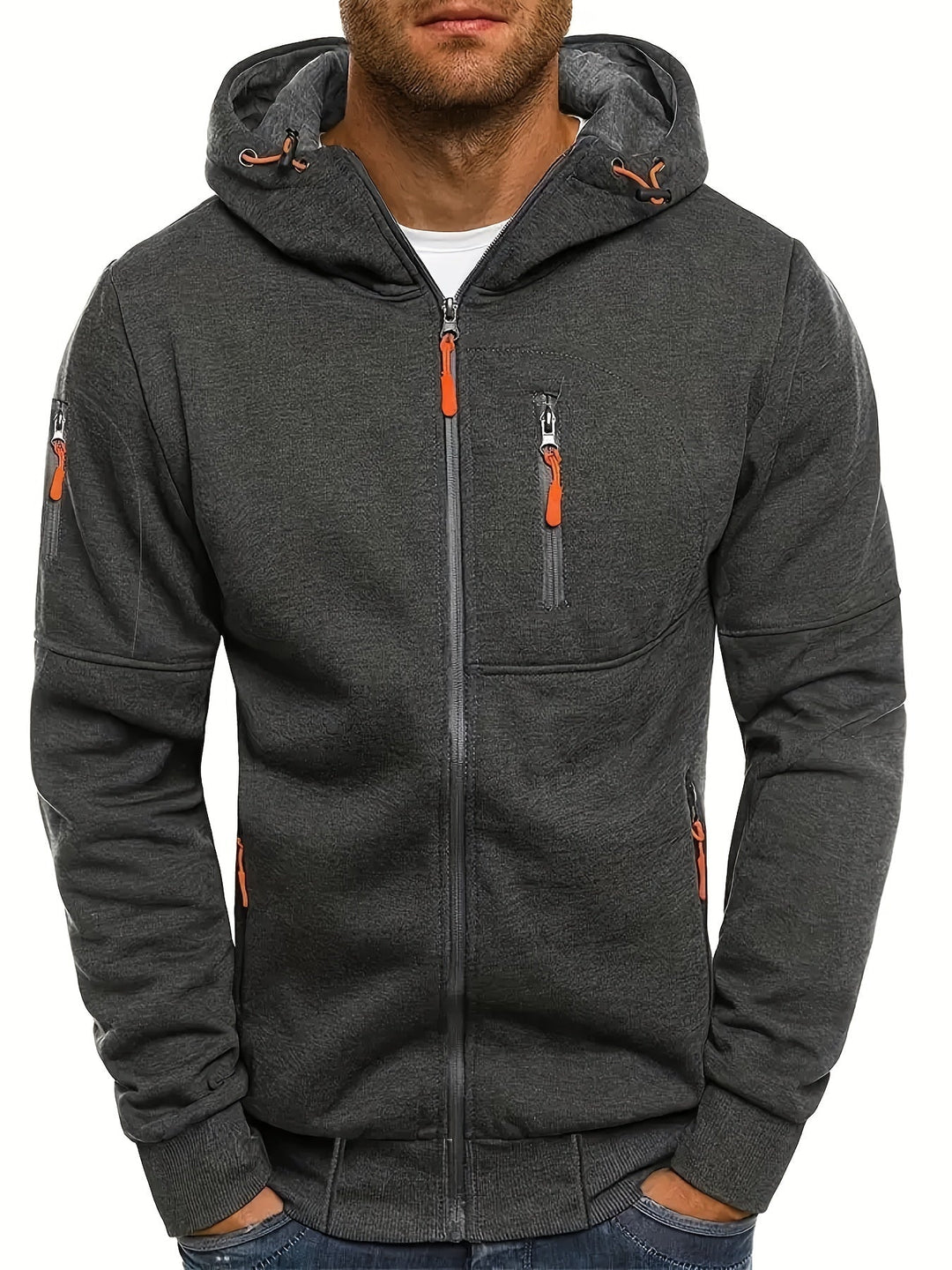 Men's Casual Hoodie with Warmth and Versatile Style - Dark Grey