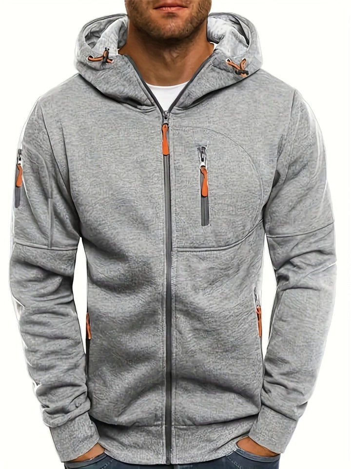 Men's Casual Hoodie with Warmth and Versatile Style - Grey