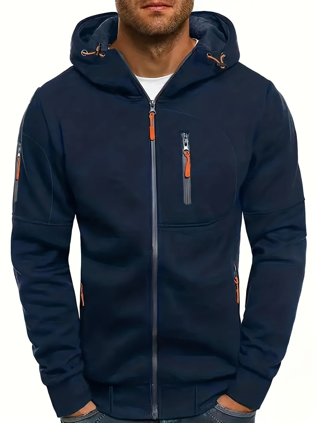 Men's Casual Hoodie with Warmth and Versatile Style - Navy