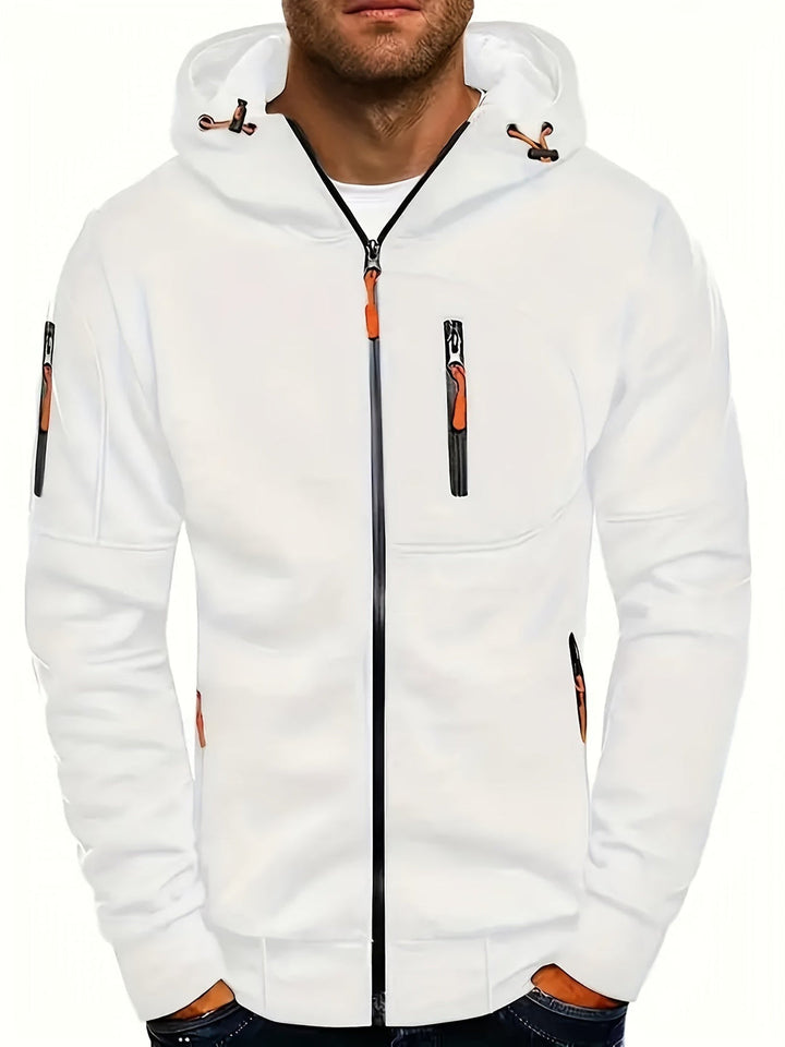 Men's Casual Hoodie with Warmth and Versatile Style - White