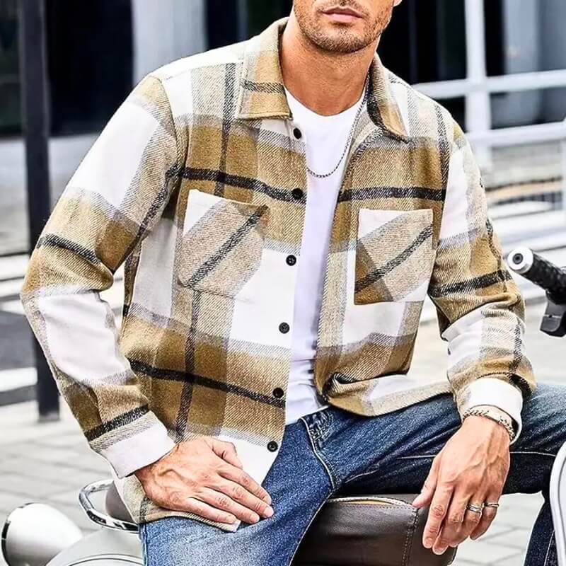 Men's Casual Shirt Jacket - Versatile Comfort Fit - Beige