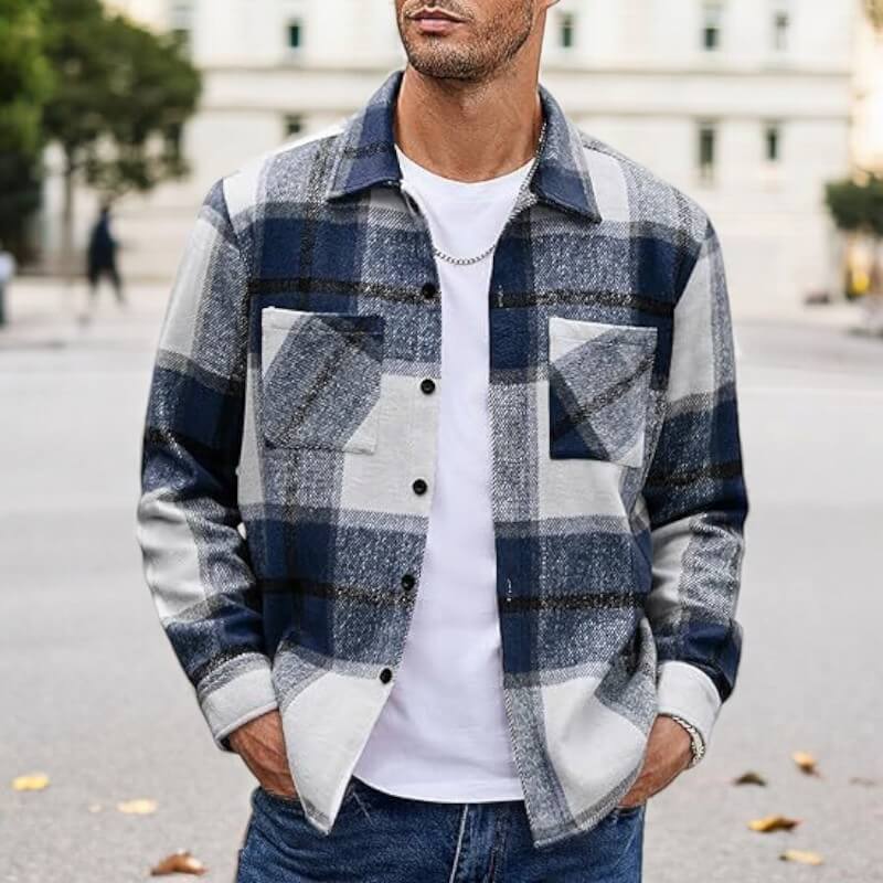 Men's Casual Shirt Jacket - Versatile Comfort Fit - Blue