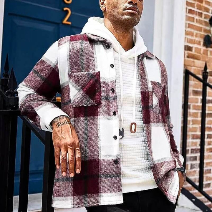 Men's Casual Shirt Jacket - Versatile Comfort Fit - Red