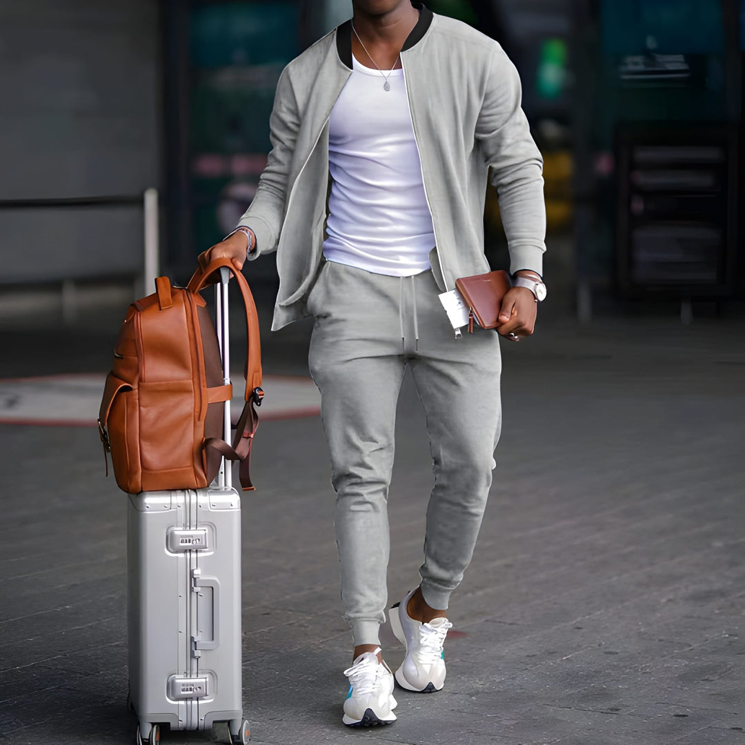 Men's Casual Two-Piece Travel Set - Versatile Jacket & Trousers - Grey
