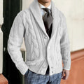 Men's Chunky Knit Cardigan Vest - Cable Knit Shawl Collar