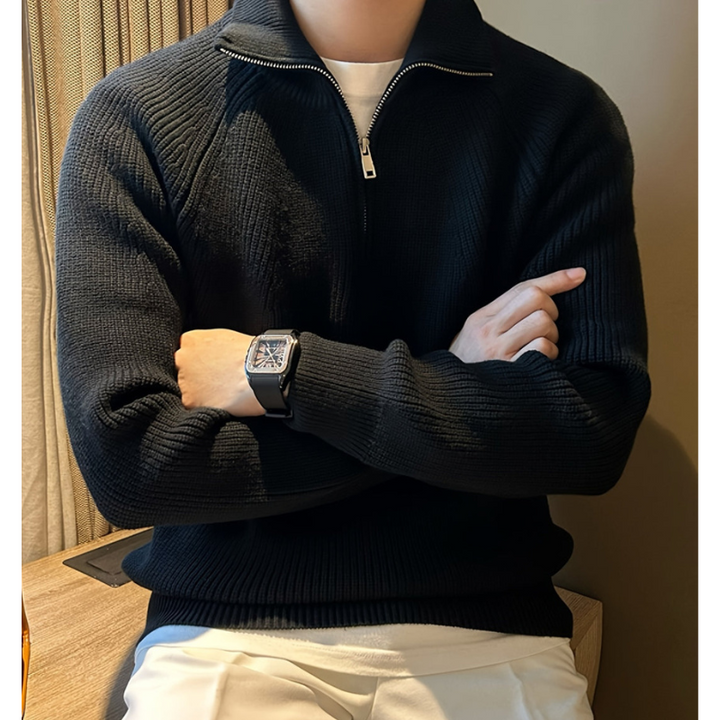 Men's Chunky Knit Half-Zip Sweater - Classic Design