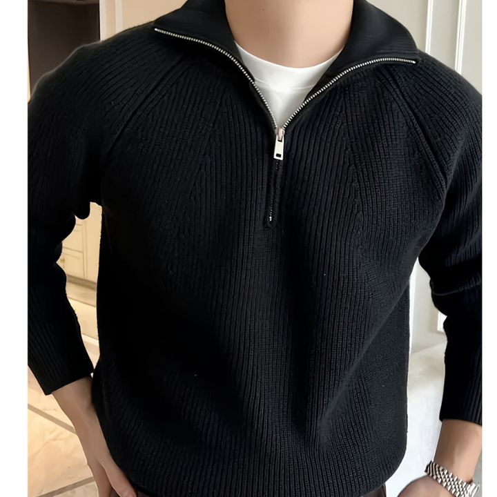 Men's Chunky Knit Half-Zip Sweater - Classic Design