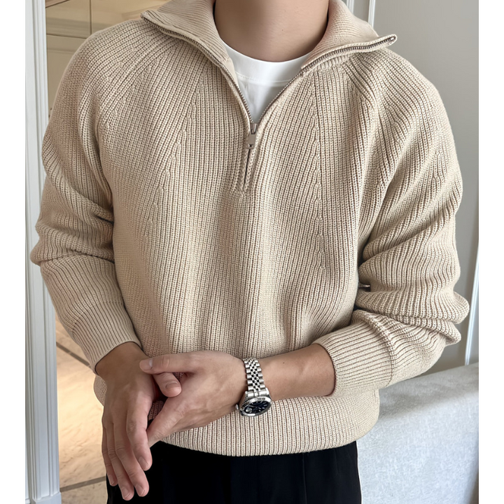 Men's Chunky Knit Half-Zip Sweater - Classic Design