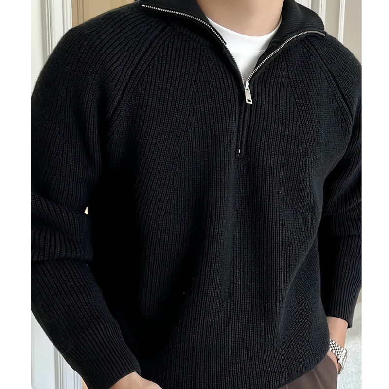 Men's Chunky Knit Half-Zip Sweater - Classic Design