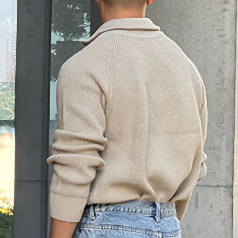 Men's Chunky Knit Half-Zip Sweater - Classic Design