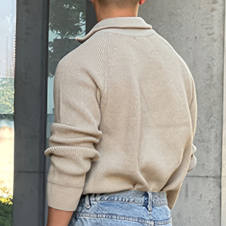 Men's Chunky Knit Half-Zip Sweater - Classic Design