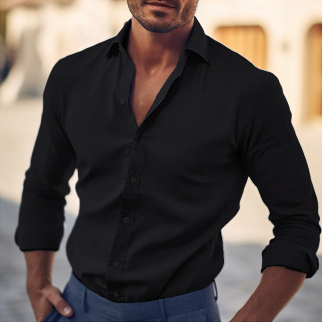 Men's Classic Button-Up Shirt - Versatile Everyday Style - Black