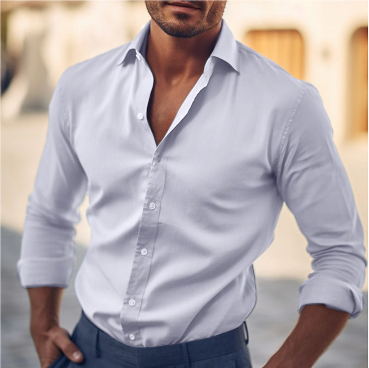 Men's Classic Button-Up Shirt - Versatile Everyday Style - White