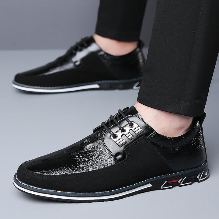 Men's Classic PU Leather Lace-Up Shoes - Versatile Comfort - Black