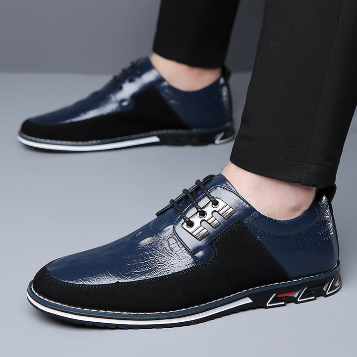 Men's Classic PU Leather Lace-Up Shoes - Versatile Comfort - Blue 2