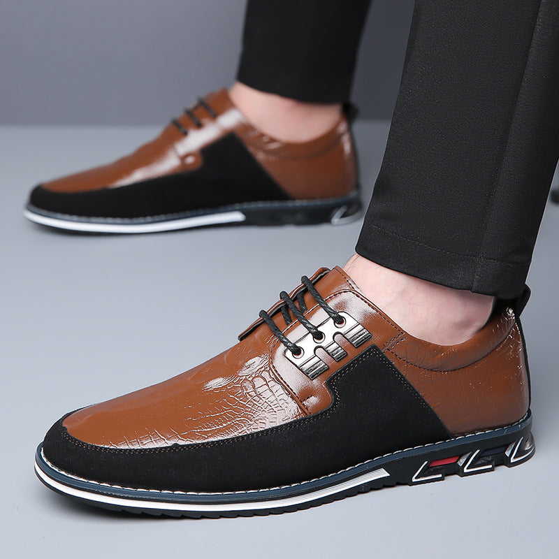 Men's Classic PU Leather Lace-Up Shoes - Versatile Comfort - Brown