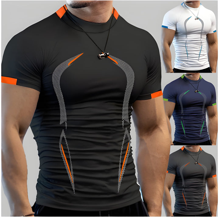 Men's Color Block Athletic Shirt - Quick Dry Slim Fit - Black