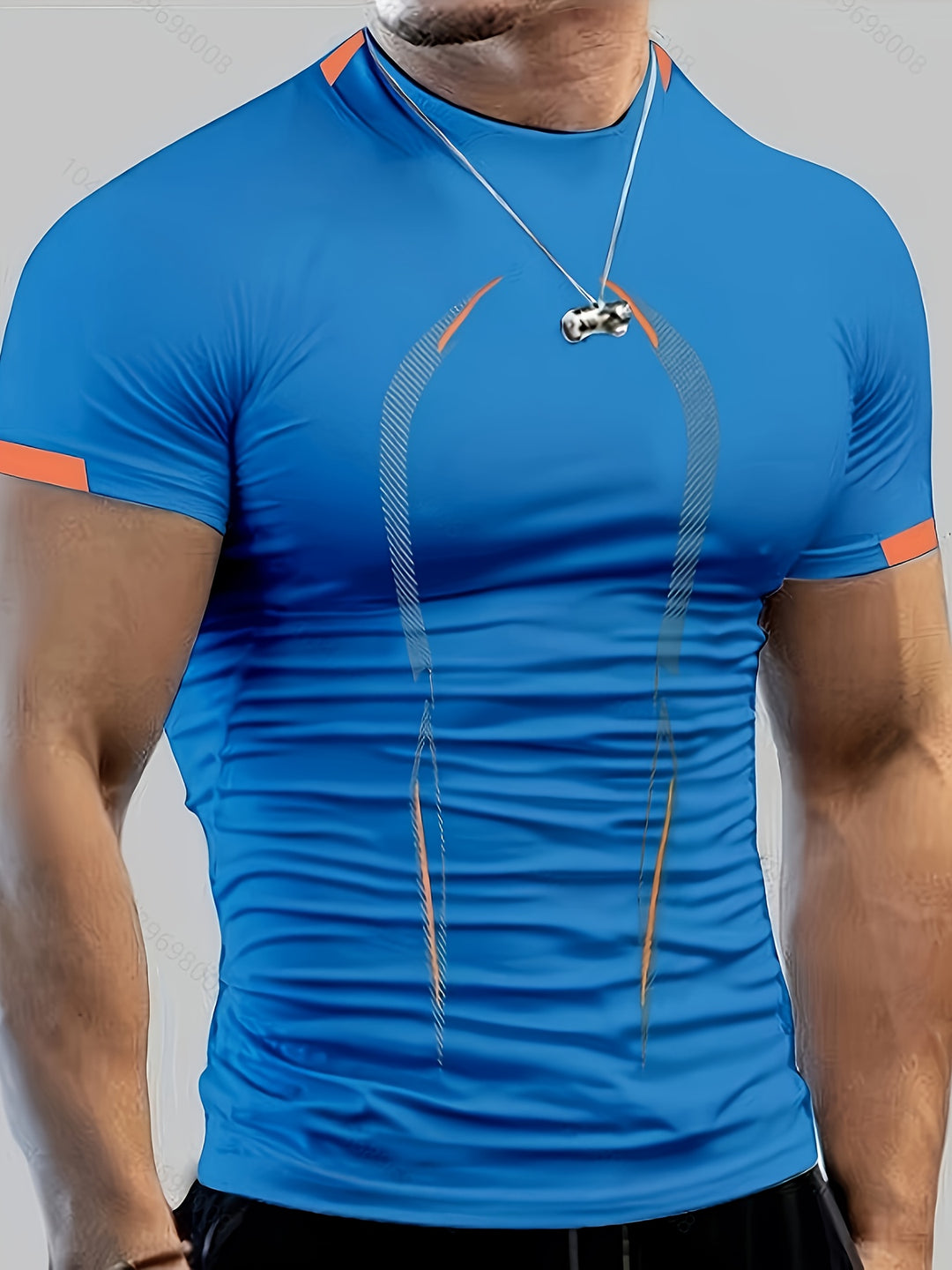 Men's Color Block Athletic Shirt - Quick Dry Slim Fit - Blue