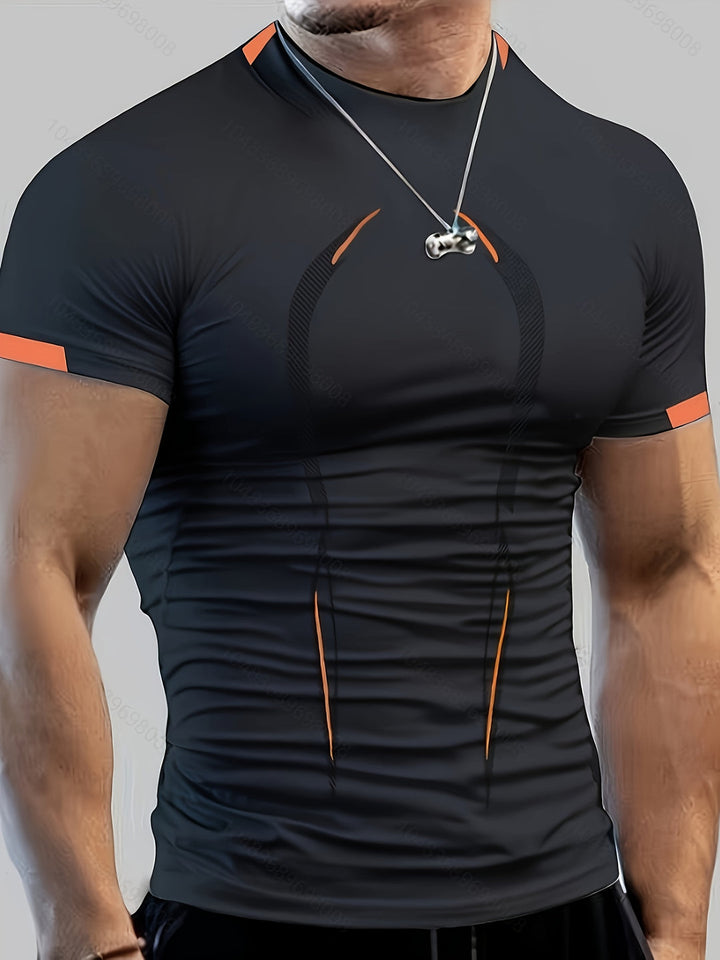 Men's Color Block Athletic Shirt - Quick Dry Slim Fit