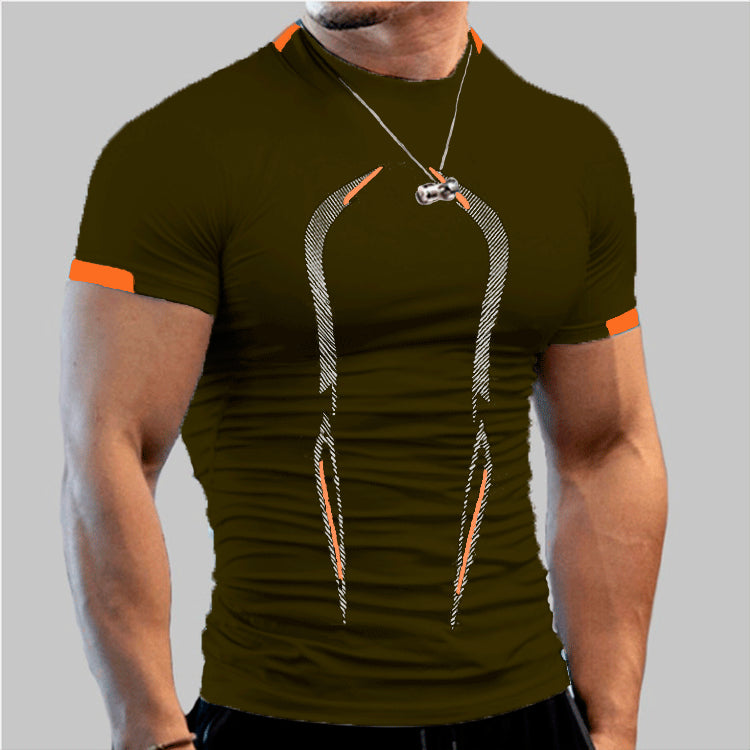 Men's Color Block Athletic Shirt - Quick Dry Slim Fit - Green