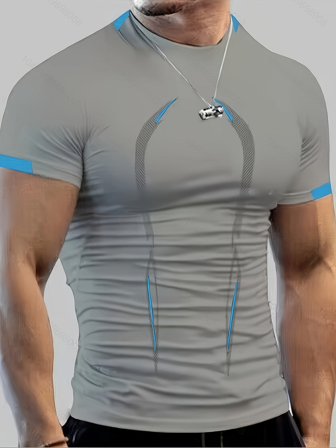 Men's Color Block Athletic Shirt - Quick Dry Slim Fit - Grey