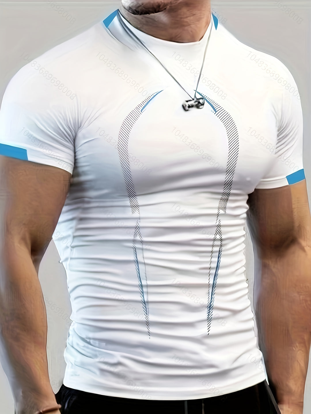Men's Color Block Athletic Shirt - Quick Dry Slim Fit - White