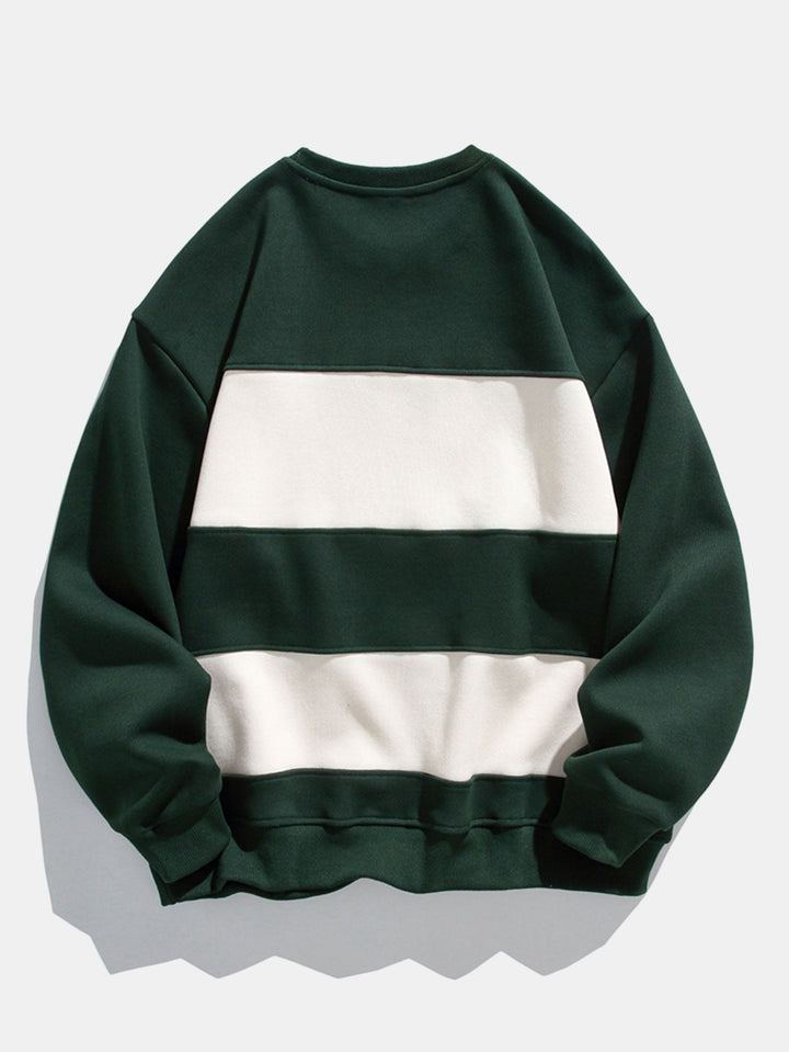 Men's Color Block Crew Neck Sweatshirt – Relaxed Fit Pullover