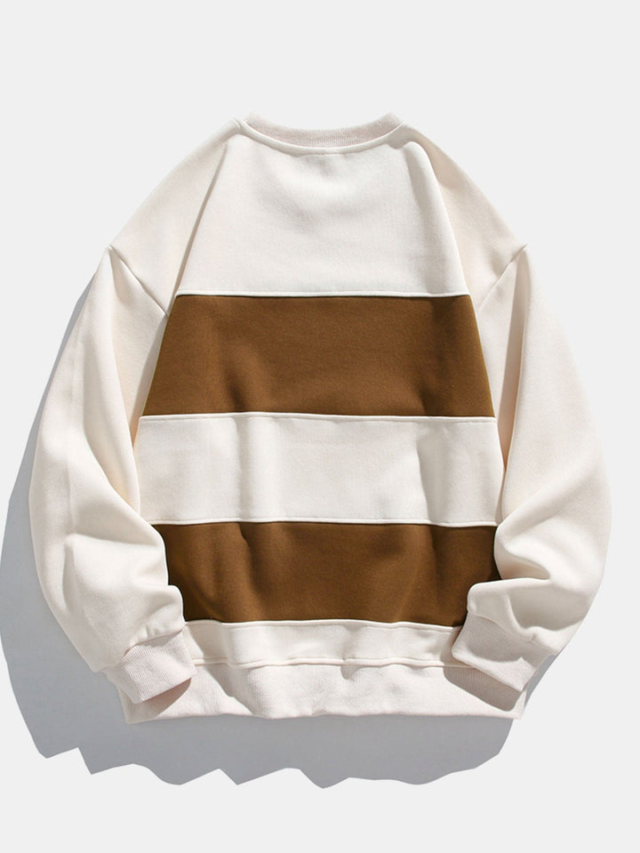 Men's Color Block Crew Neck Sweatshirt – Relaxed Fit Pullover