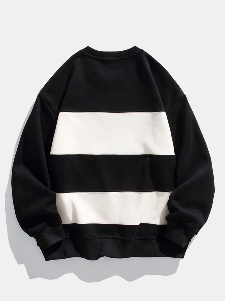 Men's Color Block Crew Neck Sweatshirt – Relaxed Fit Pullover